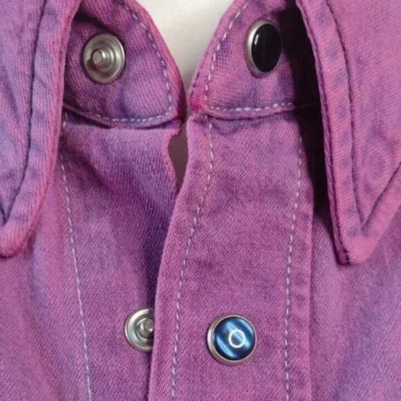 Isabel Marant Etoile Pitti Ombre Denim Western Pearl Snap Shirt Purple Pink Blue - Picture 5 of 10